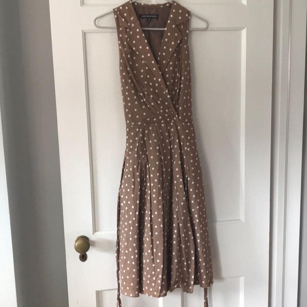 Tan and cream polka dot dress